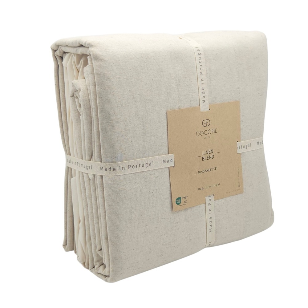 Docofil Linen And Cotton Blend King Sheet Set 4pc Natural Color Made In Portugal